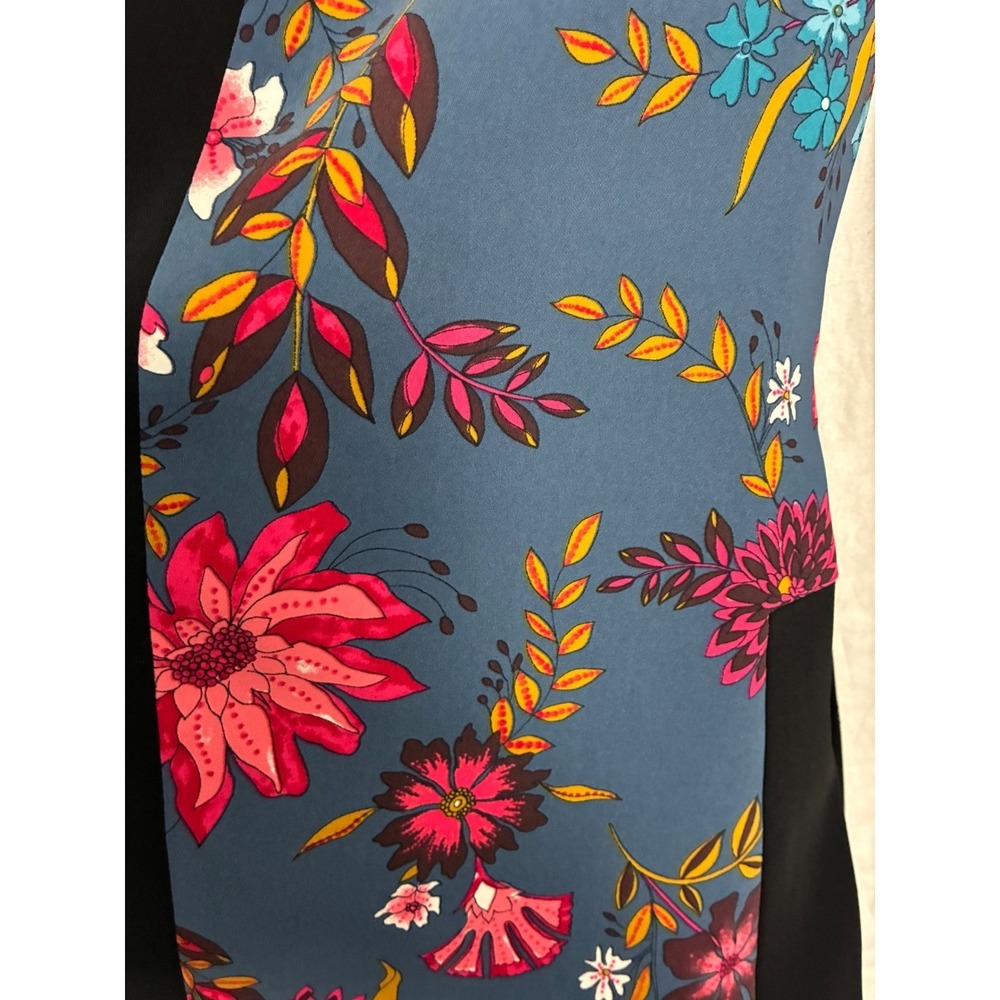 Loft Floral Kimono Wrap Jacket Womens Small Blue Pink Open Front Belted NWT - Picture 4 of 7